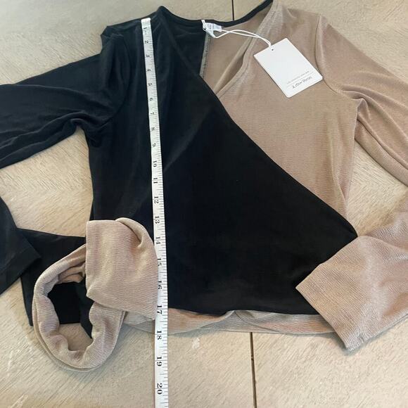 NWT!  & Other Stories Two-Tone Wrap Blouse in Black and Tan  - Size Small - Picture 12 of 16